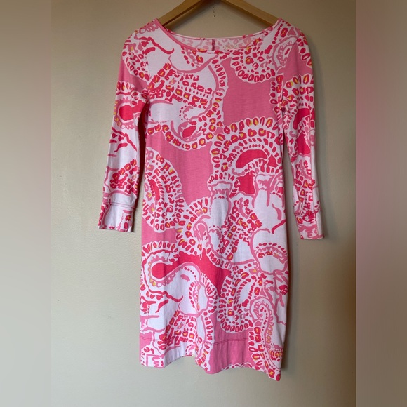 Lilly Pulitzer Marlowe Dress in Trunk In Love Pink White Elephant Pattern Sz XXS - Picture 6 of 10